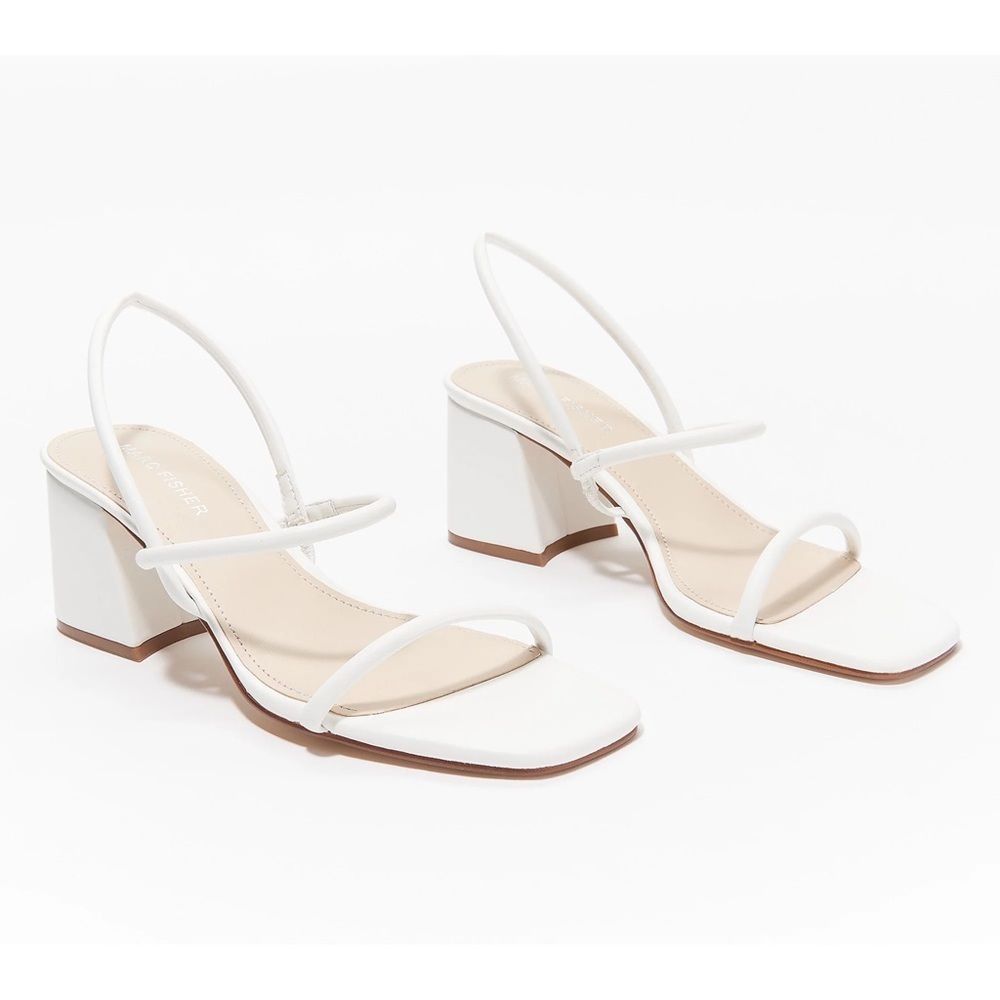 Marc Fischer White Strappy Block Heel